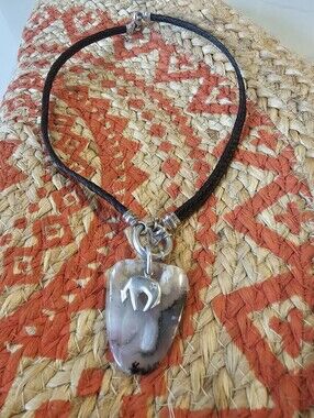 Horse Hair Silver & Agate Creede CO Dendritic Picture Agate Necklace